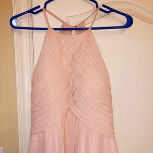 Long light pink cocktail dress